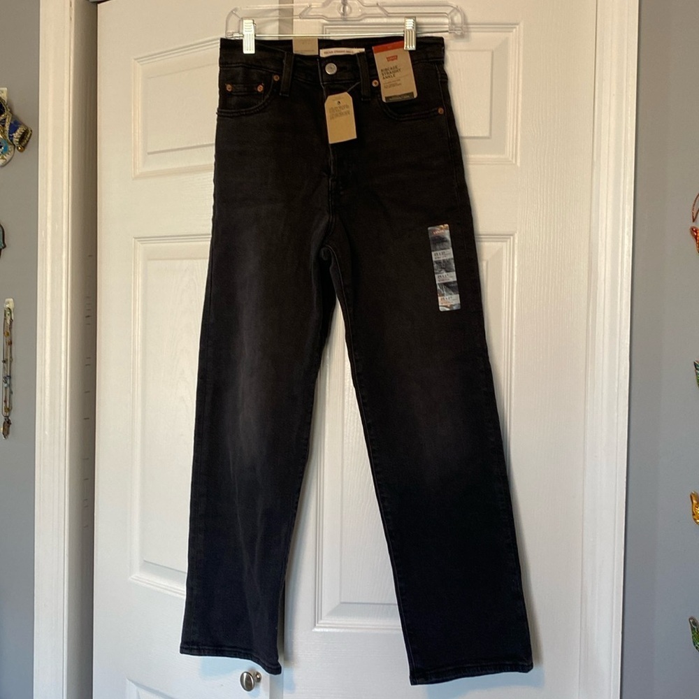 NWT Women’s Levi’s Ribcage Straight Ankle black jeans sz 25 x 27 - Picture 2 of 8